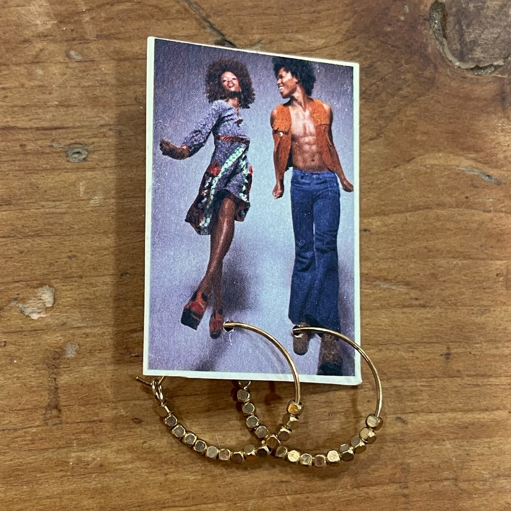 New! Gold Hoop Nugget Earrings
